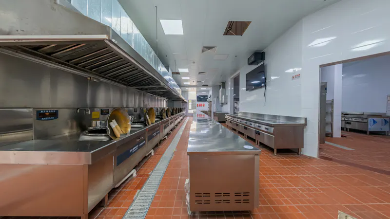 Commercial kitchen exhaust hood in Irvington NJ restaurant ready for professional cleaning
